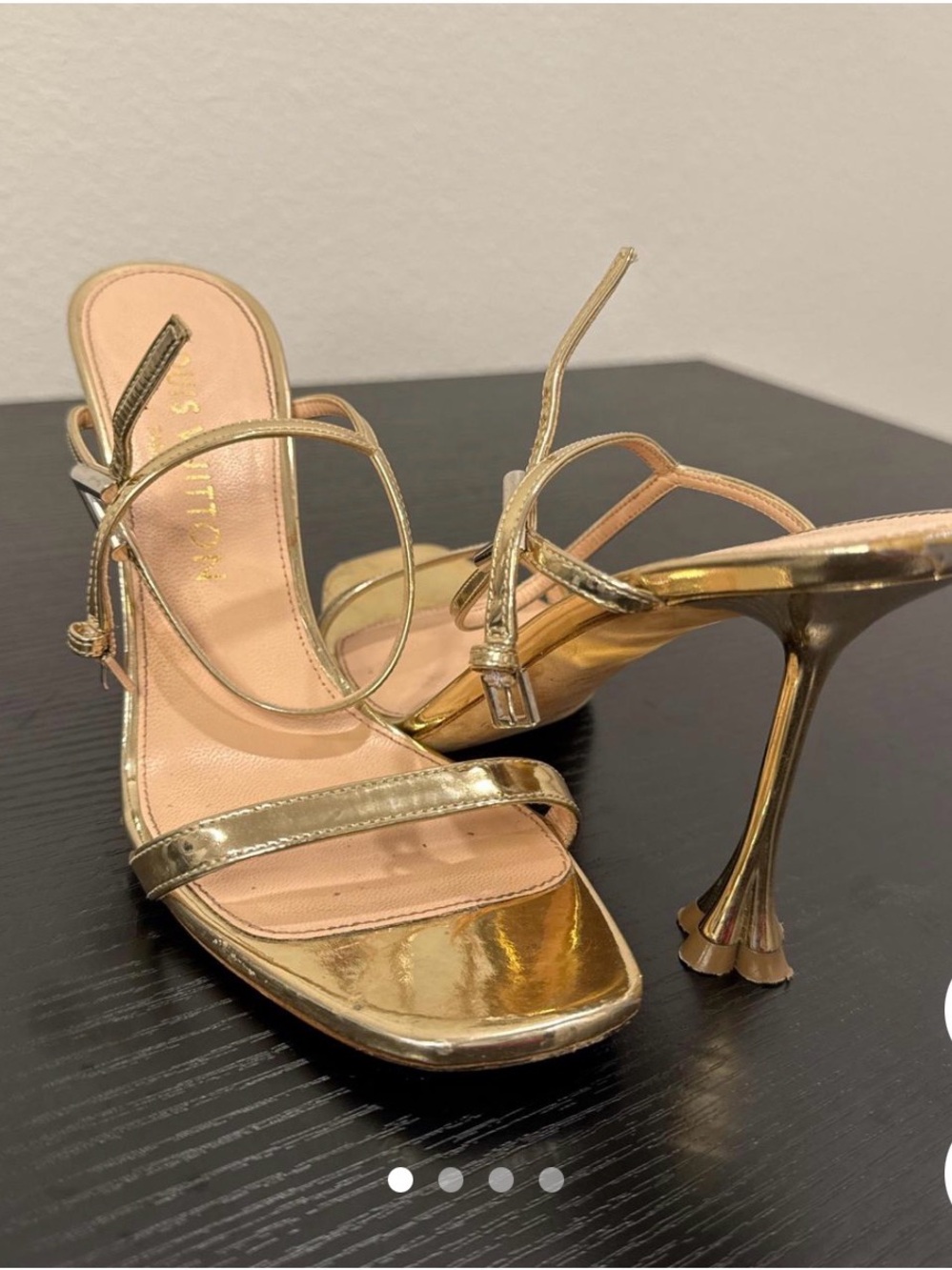 Louis Vuitton Metallic Gold Strappy Stiletto Sandals